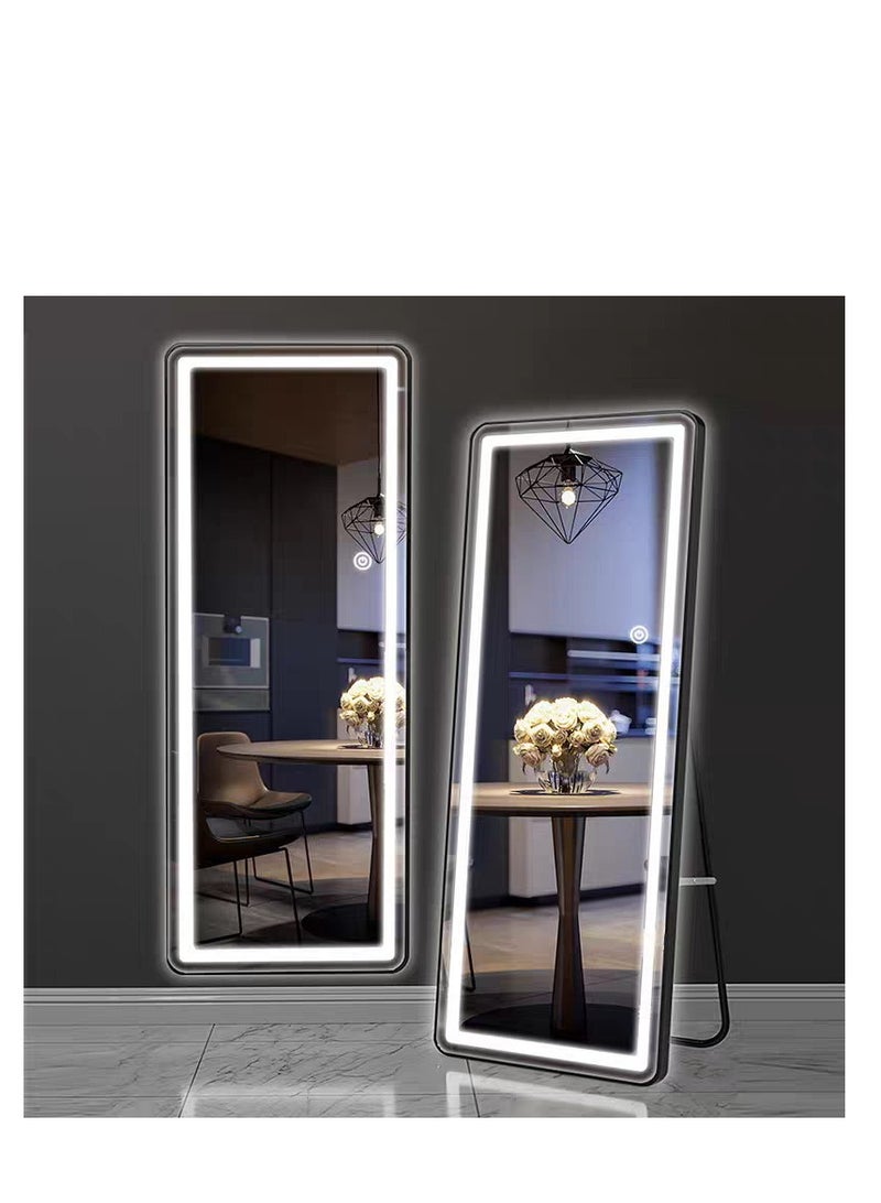 Y&D مرآة كاملة الطول مع إضاءة LED، مرآة للجسم بالكامل مثبتة على الحائط مع أضواء، مرآة تجميل، مرآة بحجم كامل لغرفة النوم مع خاصية التعتيم و3 أوضاع لونية 64"x20" - Image 1